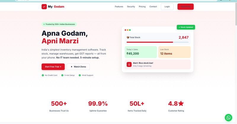 MyGodam — Apna Godam Apni Marzi inventory management dashboard