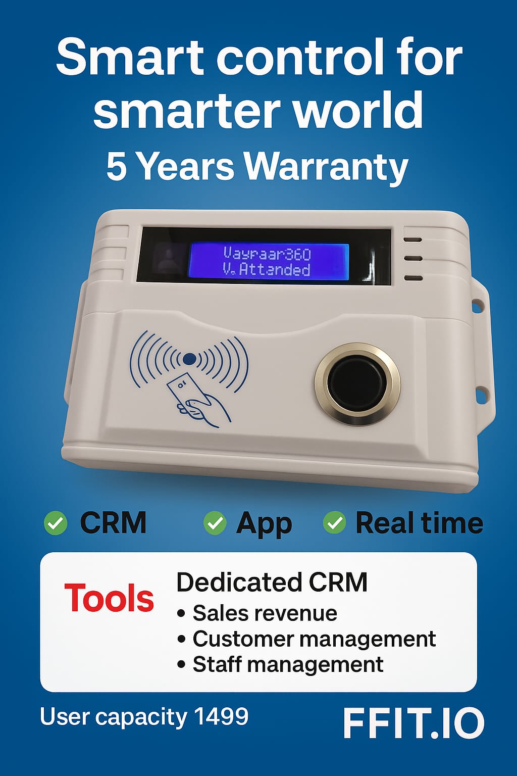 FFIT.IO smart RFID and biometric access control device with NFC